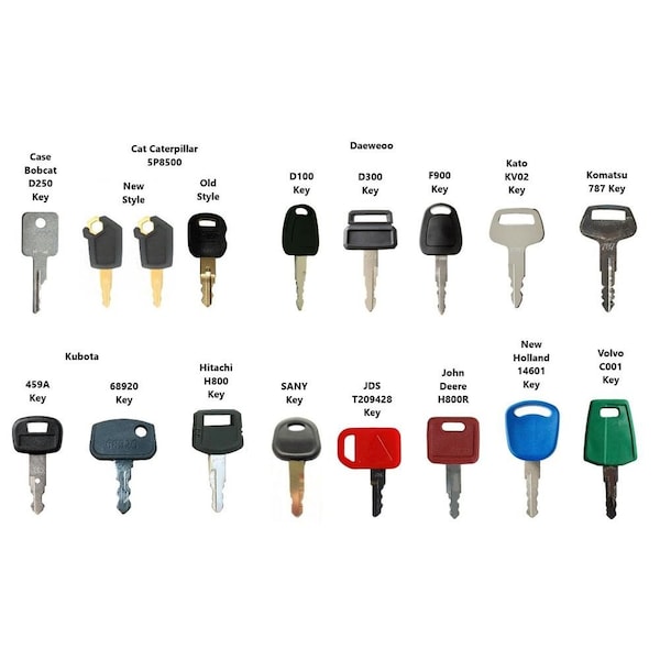Aic Replacement Parts 17 Equipment Keys Fits CAT Fits John Deere Fits Hitachi Fits Komatsu Fits Volvo KT-ELI80-0709 - main